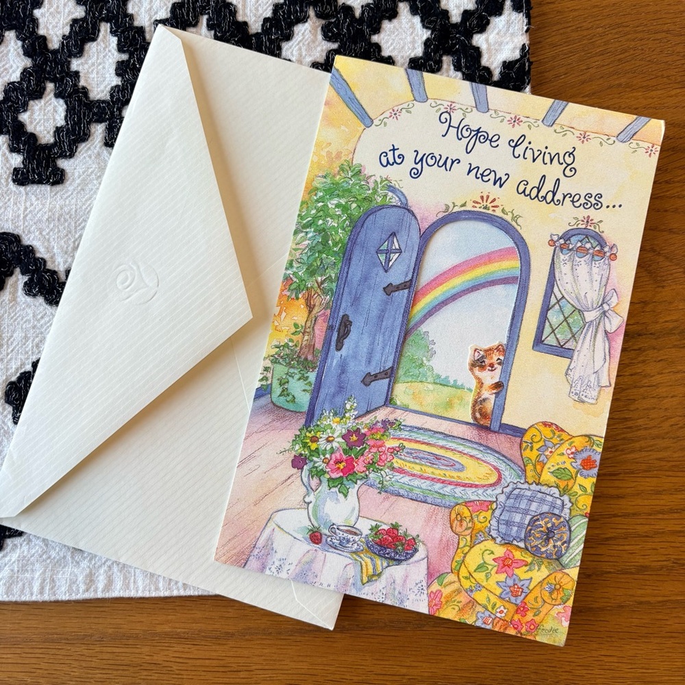 American Greetings Forget Me Not Colorful New Home Greeting Card & Envelope